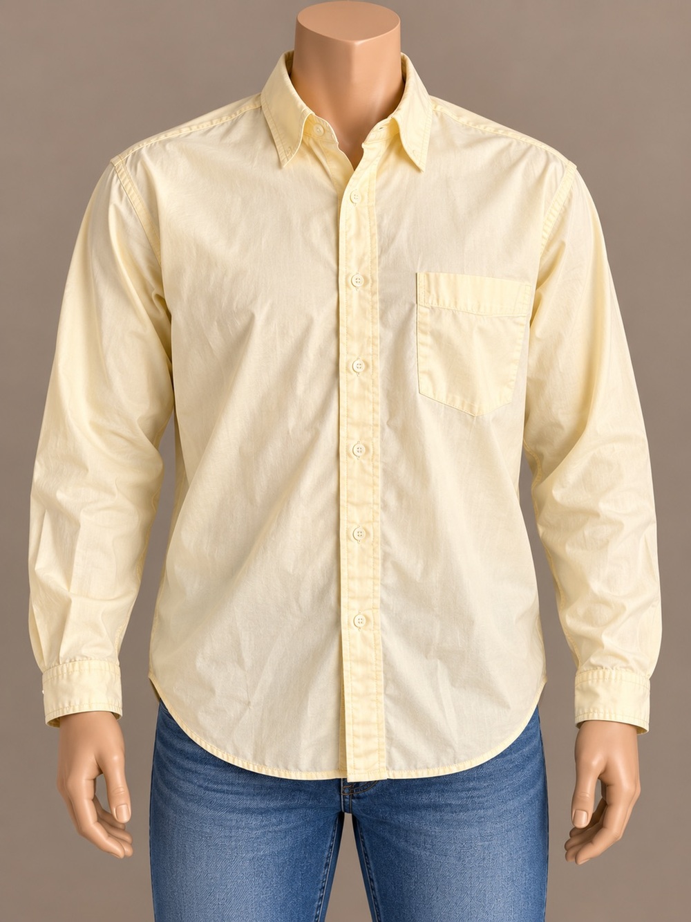 Eddie Bauer Men’s L Butter Yellow Long Sleeve Button Down Shirt